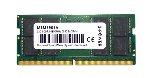 Mémoire RAM : 1 x 32 Go DDR5 2 Rx8 4800 MHz PC5-38400, 2 puissances, non ECC, SODIMM | MEM5905A