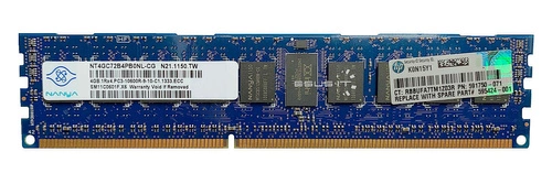 Mémoire RAM 1x 4GB Nanya ECC REGISTERED DDR3 1Rx4 1333MHz PC3-10600 RDIMM | NT4GC72B4PB0NL-CG