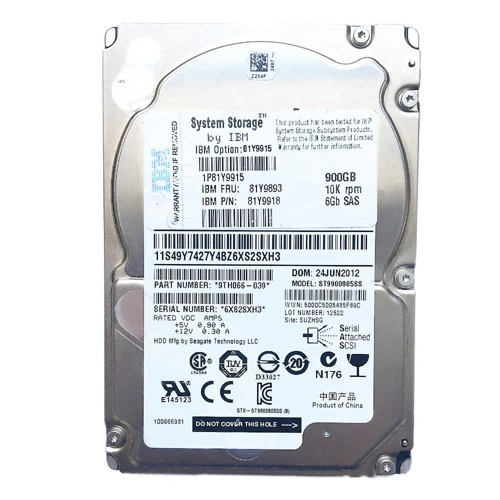 Disque dur HDD dédié au serveur Lenovo 2.5'' 900GB 10000RPM SAS 6Gb/s ST9900805SS