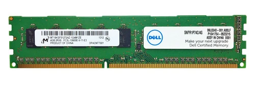 Mémoire RAM 1x 4GB Micron ECC UNBUFFERED DDR3 1600MHz PC3-10600 UDIMM | MT18KSF51272AZ-1G4