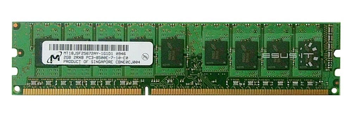 Mémoire RAM 1x 2GB Micron ECC UNBUFFERED DDR3 1066MHz PC3-8500 UDIMM | MT18JSF25672AY-1G1D1