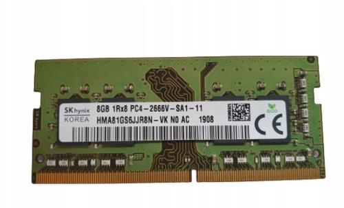Mémoire RAM 1x 8GB Hynix DDR4 1Rx8 2666MHz PC4-21300 SO-DIMM  | HMA81GS6JJR8N-VK