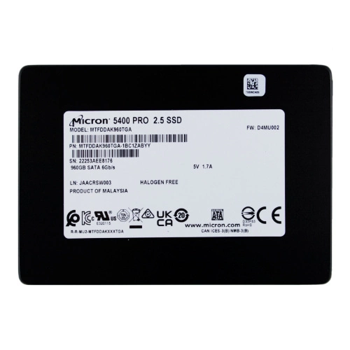 Disque dur SSD Micron 5400 PRO 960GB 2.5'' SATA 6Gb/s TLC 3D-NAND | MTFDDAK960TGA-1BC1ZABYYR