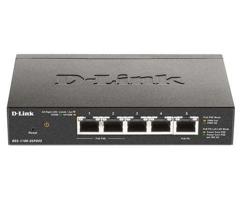 Commutateur D-Link DGS-1100-05PDV2 5x 1Gb 18 W PoE+