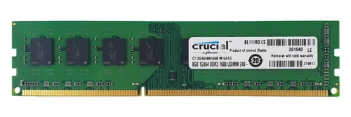Mémoire RAM 1x 8GB Crucial NON-ECC UNBUFFERED DDR3 1600MHz PC3-12800 UDIMM | CT102464BA160B.M16