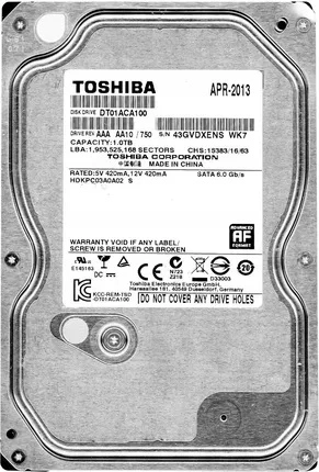 Disque dur TOSHIBA 3.5'' HDD 1TB 7200RPM SATA 6Gb/s 32MB | DT01ACA100