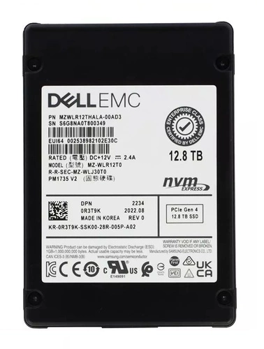 SSD disk DELL Mixed Use 12.8TB U.2 NVMe PCIe Gen4 x4 | R3T9K-RFB