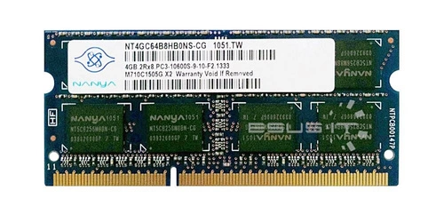 Mémoire RAM 1x 4GB Nanya SO-DIMM DDR3 1333MHz PC3-10600 | NT4GC64B8HB0NS-CG