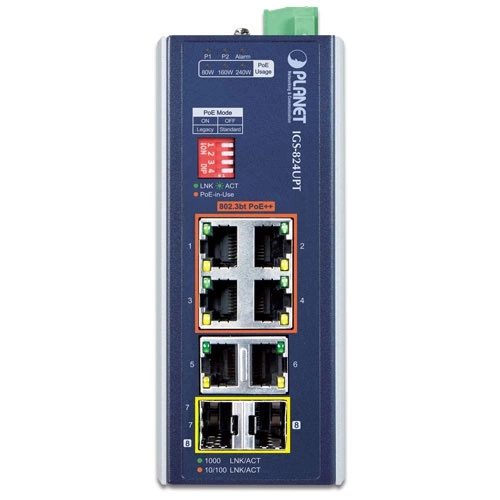 Commutateur Planet IGS-824UPT 6x 1Gb 2x SFP 240 W PoE+
