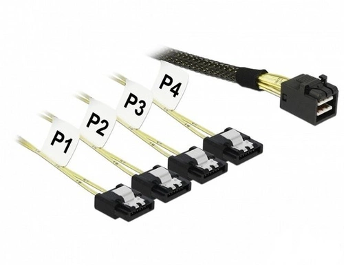 Delock Cable Mini SAS HD | 4 x SATA 7 Pin 0.5m | 83392