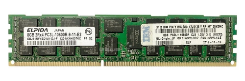 Mémoire RAM 1x 8GB ELPIDA ECC REGISTERED DDR3 1333MHz PC3-10600 RDIMM | EBJ81RF4EDWA-DJ-F