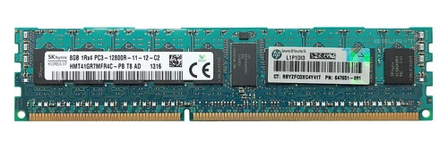 Mémoire RAM 1x 8GB Hynix ECC REGISTERED DDR3 1600MHz PC3-12800 RDIMM | HMT41GV7AFR8A-PB