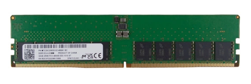 Mémoire RAM 1x 32 GB Micron ECC UNBUFFERED DDR5 2Rx8 4800MHz PC5-38400 UDIMM | MTC20C2085S1EC48BA1R