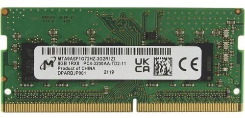 Mémoire RAM 1x 8GB Micron DDR4 1Rx8 3200MHz PC4-25600 SO-DIMM ECC  | MTA9ASF1G72HZ-3G2