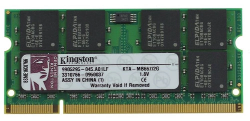 Mémoire RAM 1x 2GB Kingston SO-DIMM DDR2 667MHz PC2-5300 | KTA-MB667/2G
