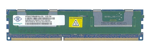 Mémoire RAM 1x 8GB Nanya ECC REGISTERED DDR3 1066MHz PC3-10600 RDIMM | NT8GC72B4NB1NJ-CG