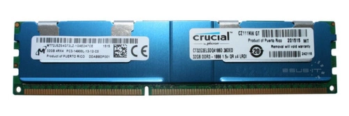 Mémoire RAM 1x 32GB Micron LOAD REDUCED DDR3 1866MHz PC3-14900 LRDIMM | MT72JSZS4G72LZ-1G9