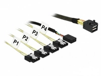 Delock Cable Mini SAS HD | 4x SATA 7Pin + Sideband 0.5m  | 83315